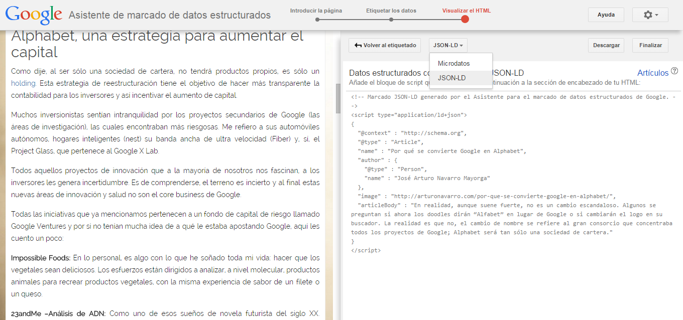 Semántica Web: Marcado para Rich Snippets con Microdatos o JSON-LD