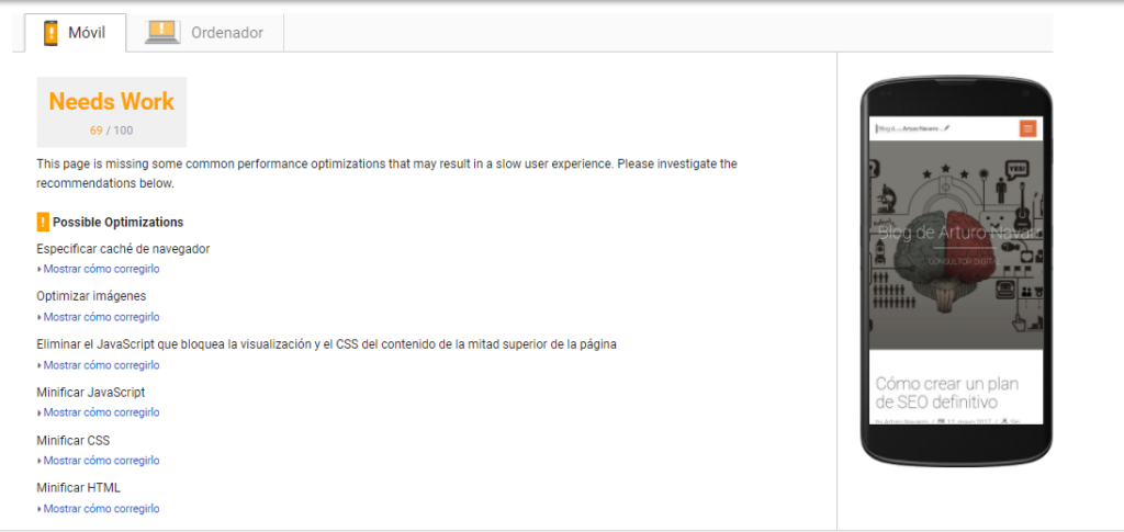 arturonavarro.com pagespeed
