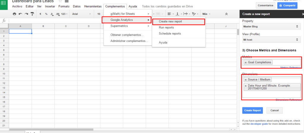 Reporte de Google Analytics con addon API